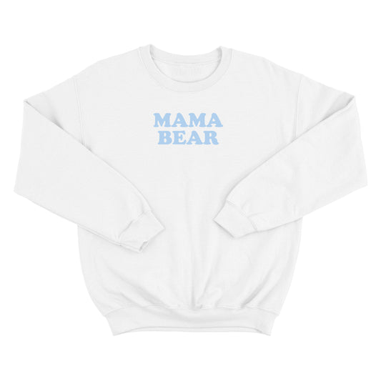 Mama Bear Crewneck Sweatshirt (White/Light Blue)